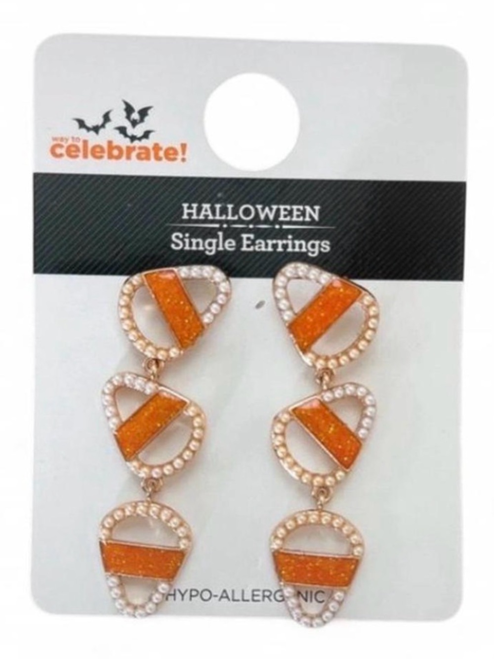 Celebrate It Orange Glitter Drop Earrings - Triple Drop